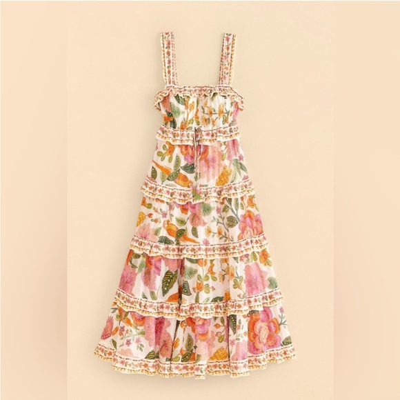🥭FARM RIO Macaw Bloom Ruffle Tiered Sundress - Picture 8 of 9